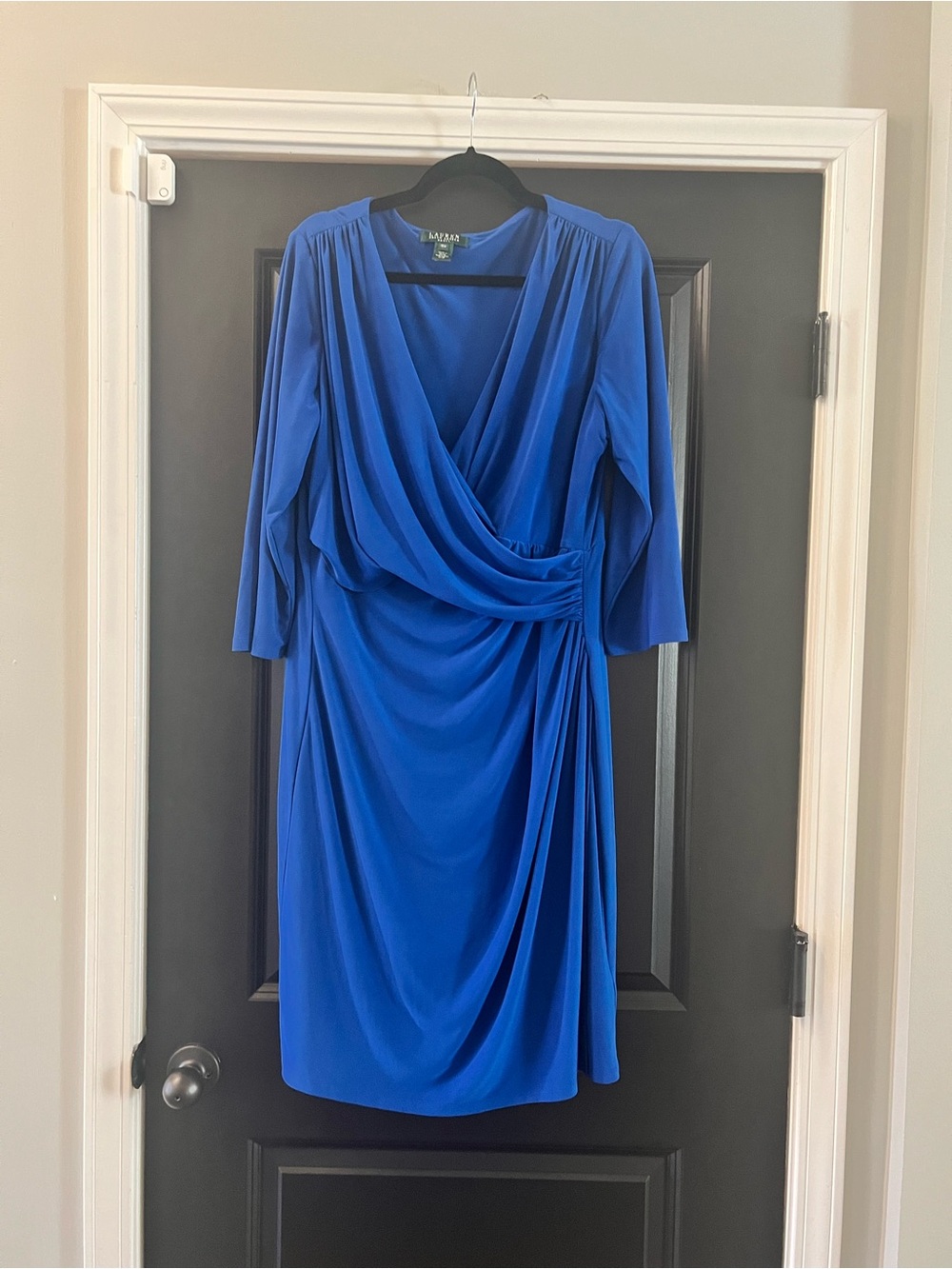 Lauren Ralph Lauren Royal Blue Draped Surplice Dress – Size 18W